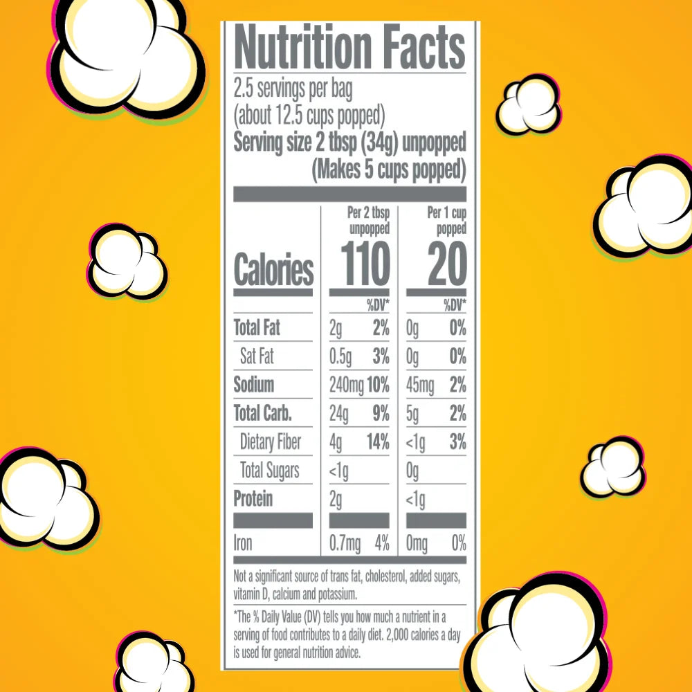 Butter & Sea Salt, Healthy Pop Microwave Popcorn, 3 Oz, 24 Count Gluten-Free
