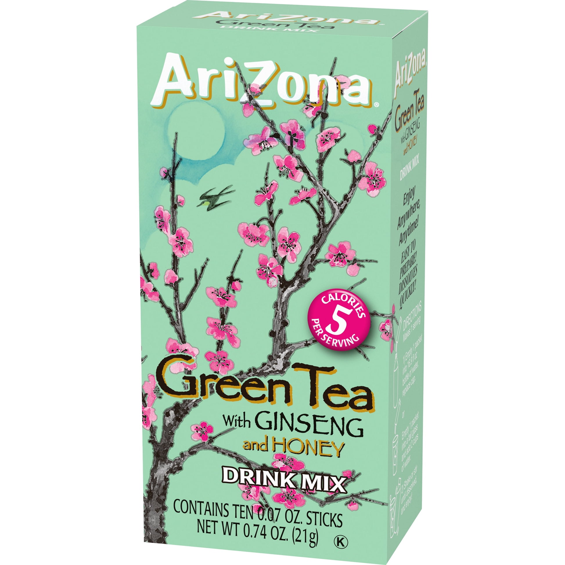 Green Tea with Ginseng and Honey Naturally Flavored Powdered Drink Mix, 10 Ct On-The-Go Packets