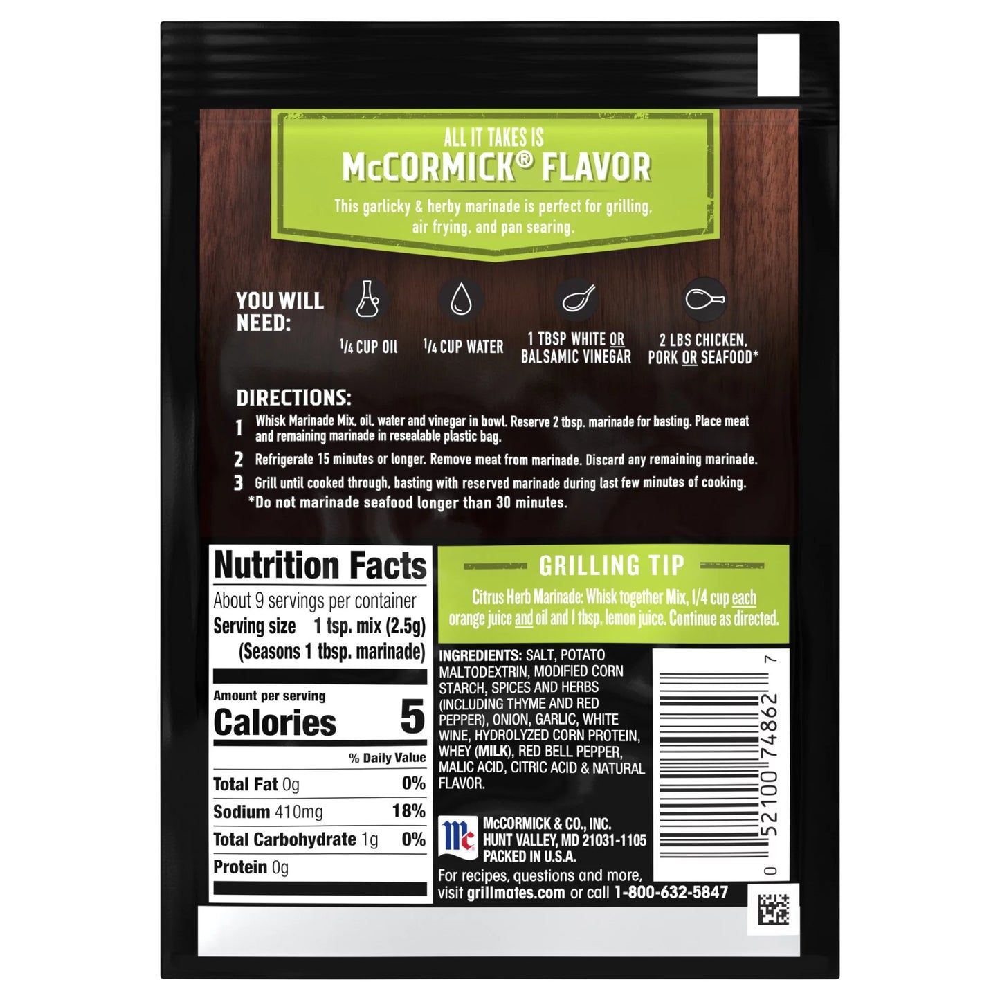 Mccormick  Garlic, Herb & Wine Marinade Seasoning Mix, 0.87 Oz Envelope