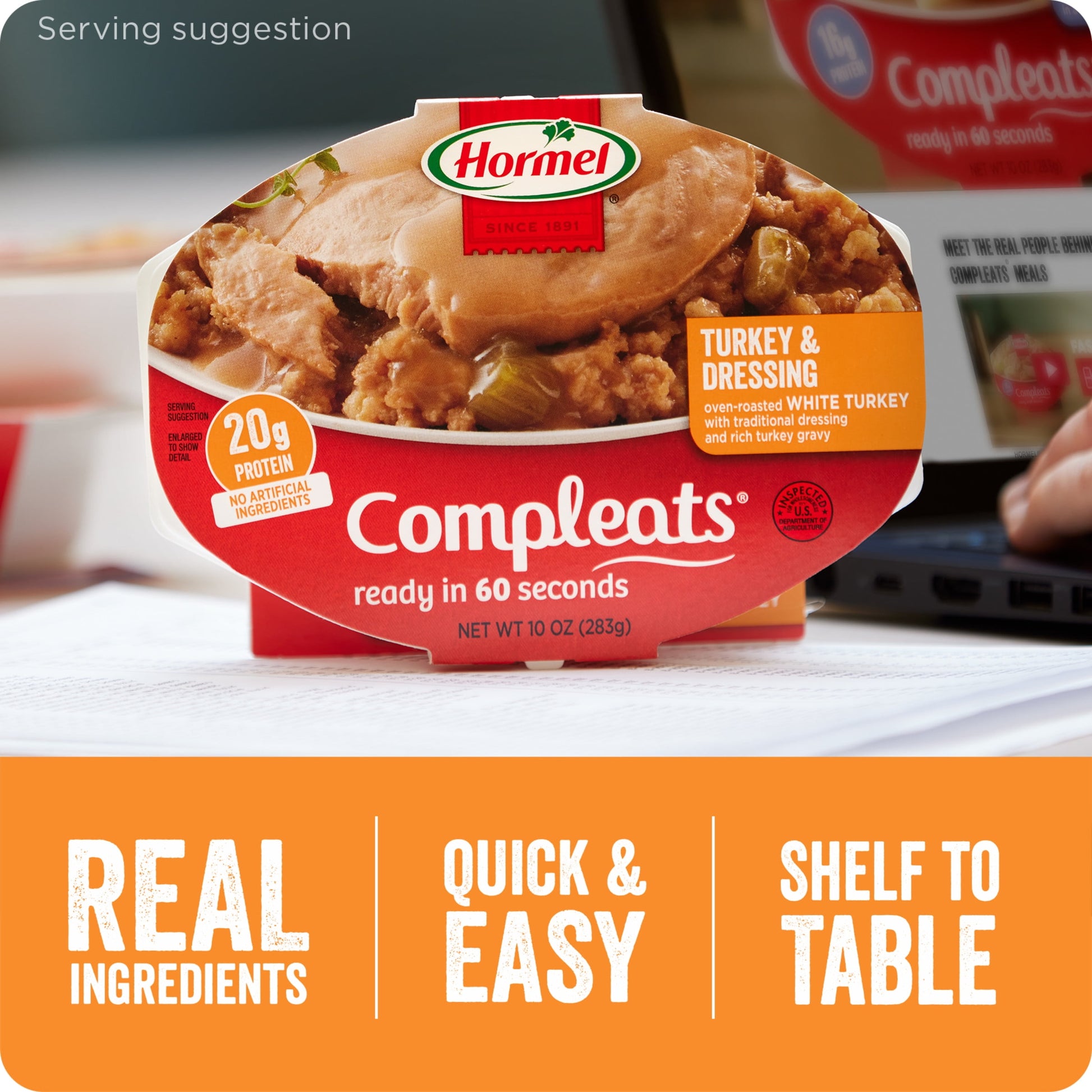 COMPLEATS Turkey & Dressing 6-Pack, Shelf Stable, 10 Oz Plastic Tray (6 Pack)